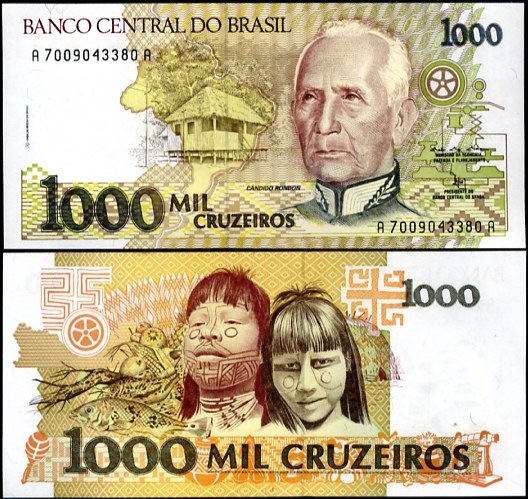 1000 Cruzeiros Brazília 1990-91, Pick 231