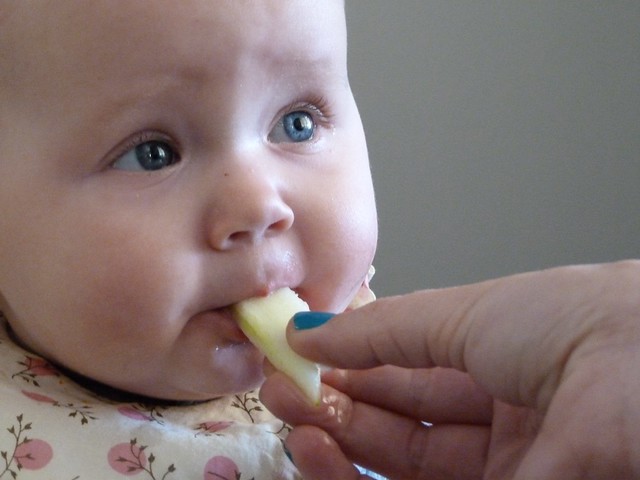 Eating apple for the first time