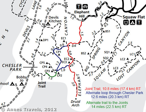 Druid Arch Hike Map, Needles District, Canyonlands National Park, Utah