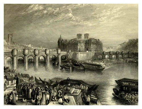 027- El puente nuevo en Paris-Wanderings by the Seine from Rouen to the source 1835- Joseph Mallord W.Turner