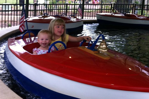 Lucy & Catie on the kiddie boat ride