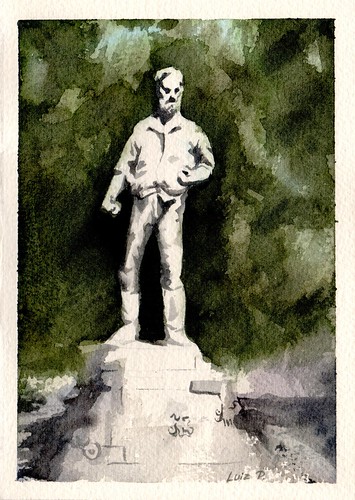 Estudo de aquarela - Estatua de Bartolomeu Bueno da Silva, Parque do Trianon by Luiz MEMO