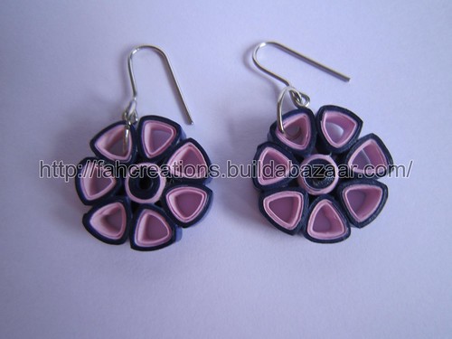 Handmade Jewelry - Paper Quilling Flower Earrings (Triangle Petals 1) - QF6 by fah2305