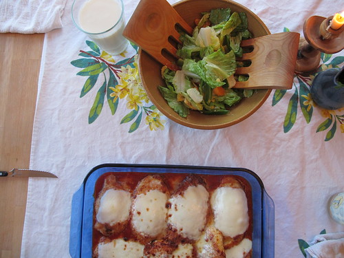 chicken parm and salad