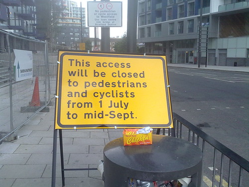 This access will be closed to pedestrians and cyclists from 1 July to mid-Sept. by LoopZilla