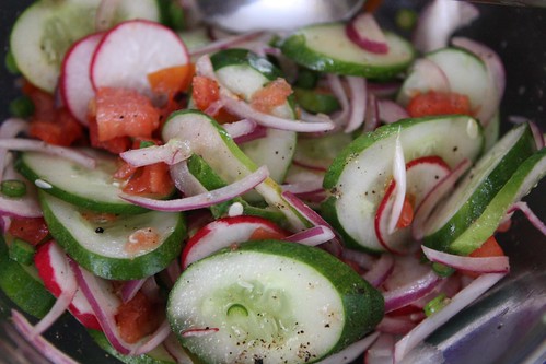 Cucumber Salad with Tomato, Red Onion, and Radish