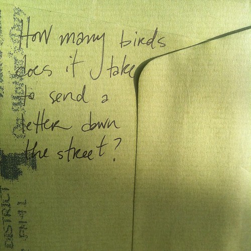 Q: How many birds does it take to send a letter down the street?