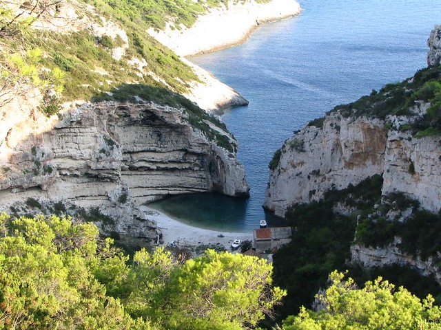 The Stiniva Cove at the island of Vis, Croatia