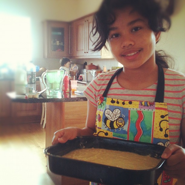 Baking banana bread on her own - it became one of her interest these days