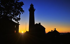 "Sunrise Silhouette" Au Sable Point Lighthouse Pictured Rocks National Lakeshore by Michigan Nut