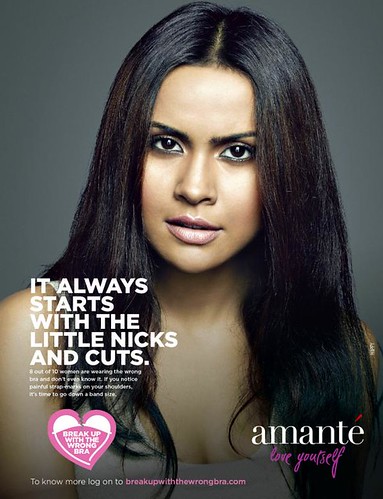 Amanté bra ad featuring confused-looking Indian woman
