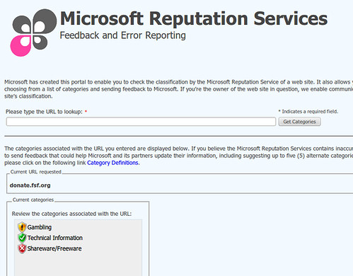 FSF @ Microsoft Reputation Services
