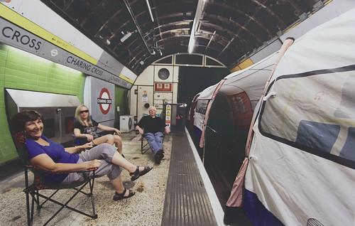 Tube train tent at Charing Cross