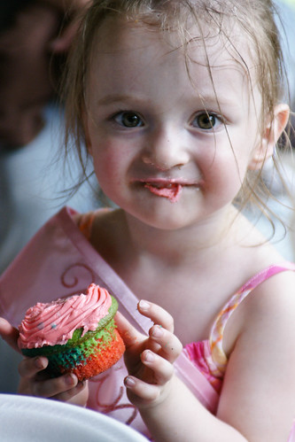 Olivia likes her cupcake