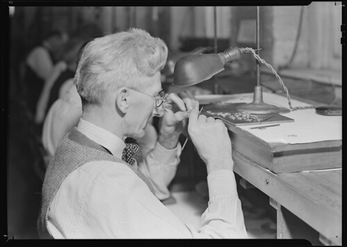 Hamilton Watch. Inspecting plate - skilled inspecting job, 1936