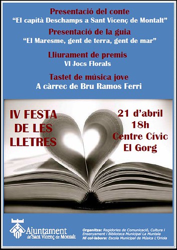 IV Festa de les lletres @ 21 abril 18 h Centre Cívic El Gorg by bibliotecalamuntala