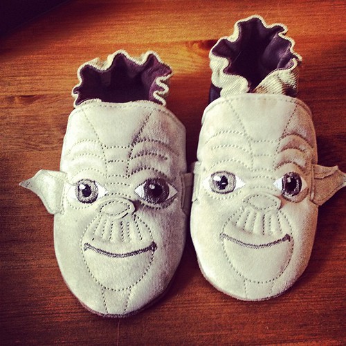 Kellan's new Yoda shoes. So cute! by Stv.