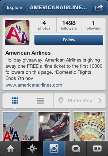 Fake American Airlines Instagram