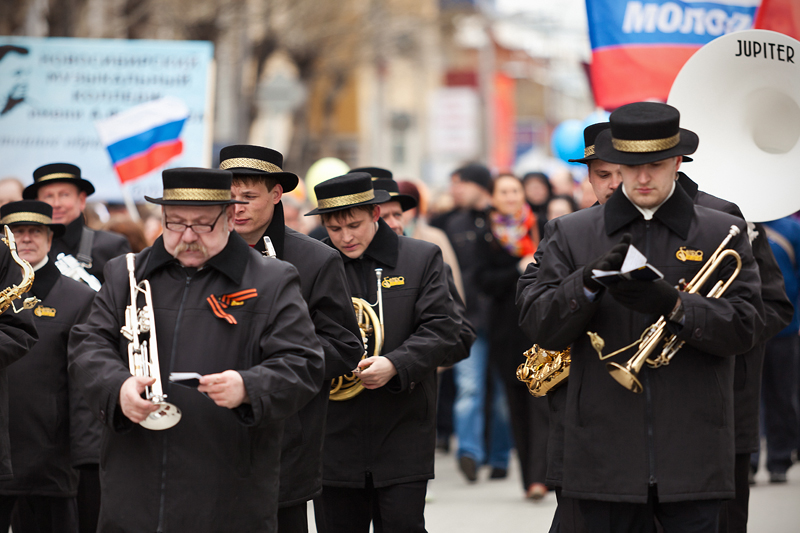 Репортажная фотосъемка, парад 1 мая, Новосибирск, Духовой оркестр