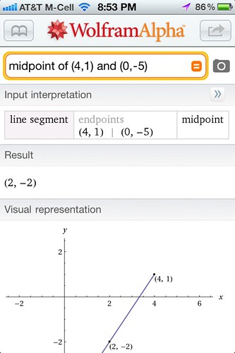 Calculating a Midpoint with WolframAlpha