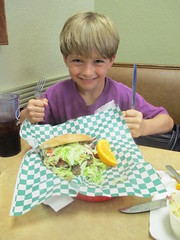 Adam with his big burger