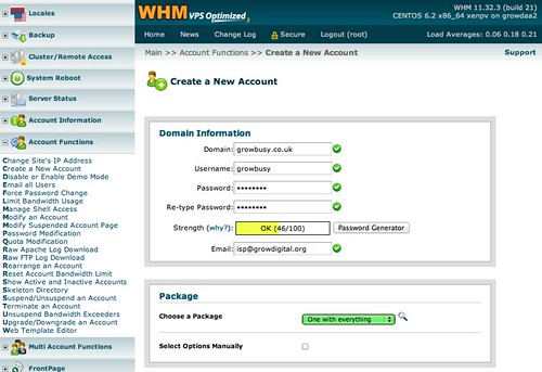 Create WHM accounts