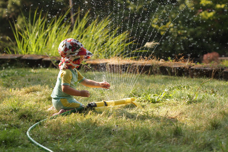 End of the day sprinkler fun
