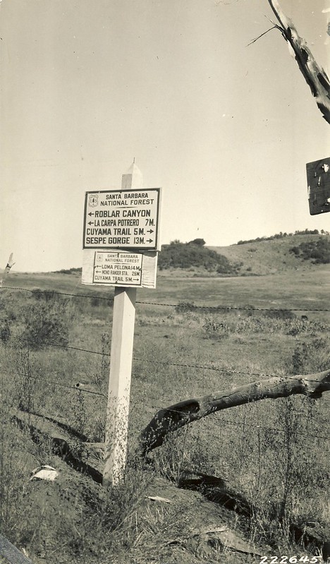 Signage approaching Potrero Seco Guard Station, 1927