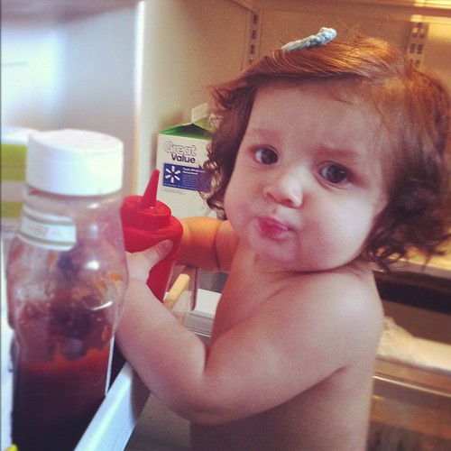 I may have let her try the ketchup that looks like a bottle...