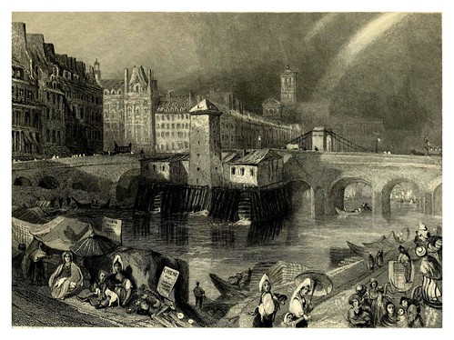 029-Ayuntamiento y puente de Arcole en Paris-Wanderings by the Seine from Rouen to the source 1835- Joseph Mallord W.Turner