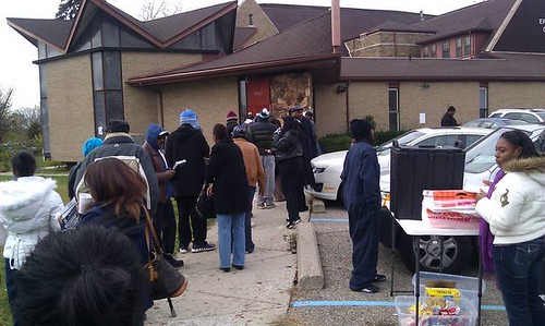 People line up outside the Grace Episcopal Church on Rosa Parks Blvd. in Detroit on election day, November 6, 2012. People stood in line for three hours to cast their vote. (Photo: Abayomi Azikiwe) by Pan-African News Wire File Photos