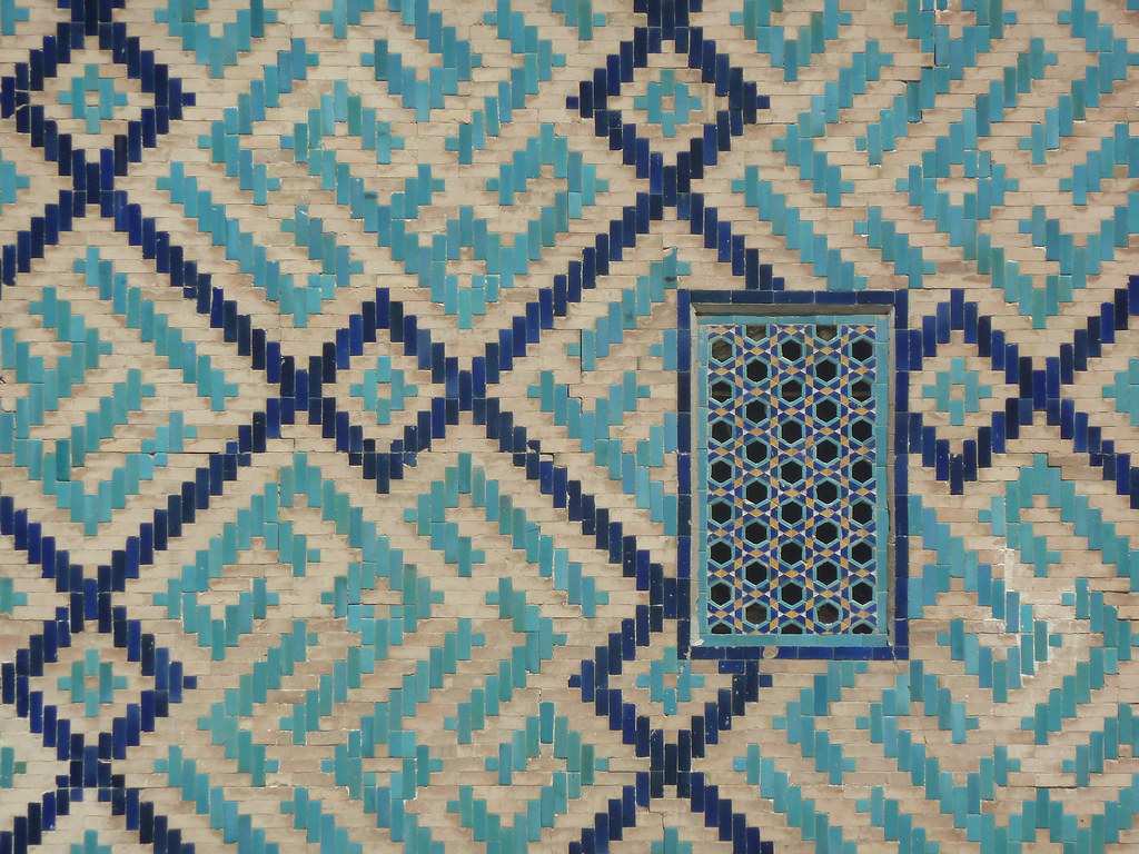 Detall de la madrassa Sher Dor al Registan, Samarcanda (Uzbekistan)