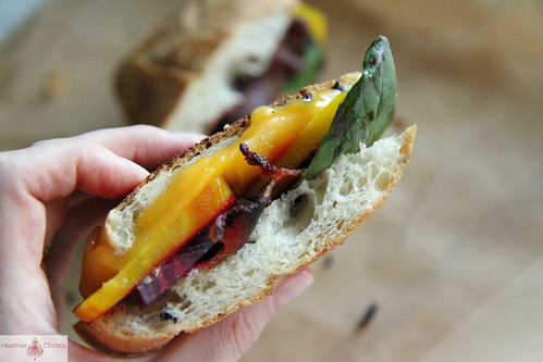 Beet, Bacon and Basil Grilled Cheese Sandwich