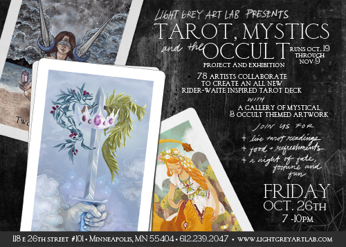 Postcard for Light Grey Art Lab's Tarot, Mystics and the Occult Exhibition