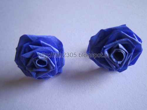 Handmade Jewelry - Paper Rose Earrings (Blue) (1) by fah2305