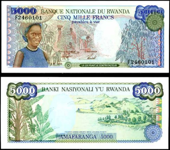 5000 Frankov Rwanda 1988, Pick 22