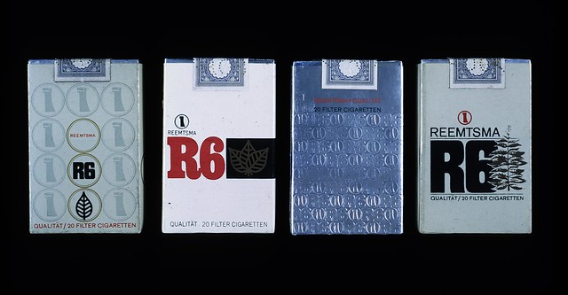 R6 cigarette packs designed by the Lubalin studio