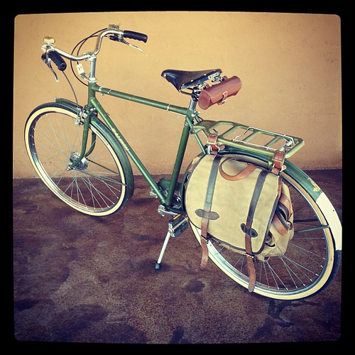1974 Raleigh Superbe project: new seat, converting Filson field bag to pannier. by ConserVentures