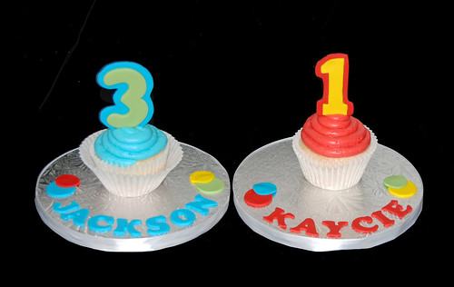 joint 1 and 3rd birthday cupcake tower -personalized jumbo cupcake tower toppers