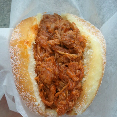Pork donut. (Bismark filled with BBQ pork.) #wistatefair