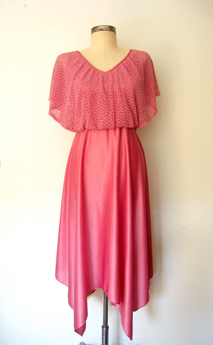 Petal Pink Pixie Hem Dress, vintage 70s
