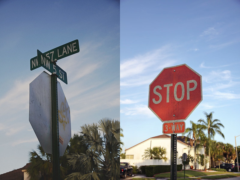 neighborhood stop sign diptych