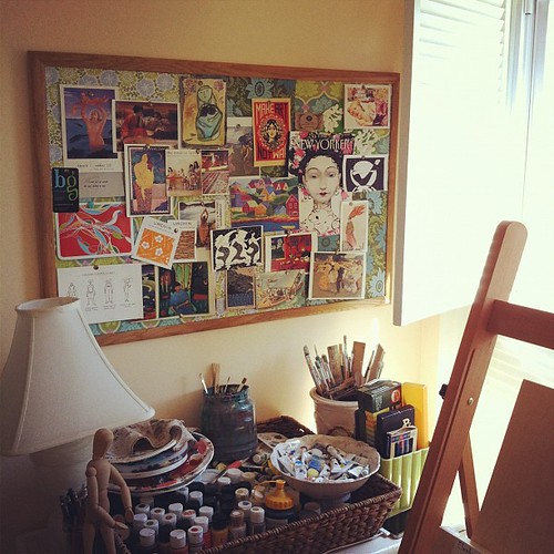 new meaning to 'paint into a corner' #artroom #cornerofmyhome #collections #creativity #inspiration