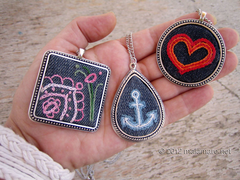 hand embroidered jeans necklaces fabric