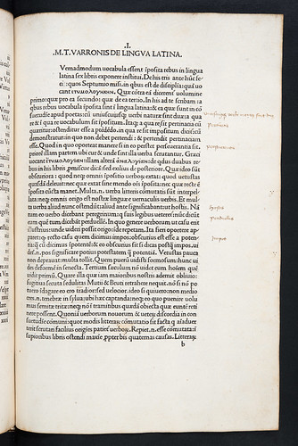 Marginal annotations in Varro, Marcus Terentius: De lingua latina