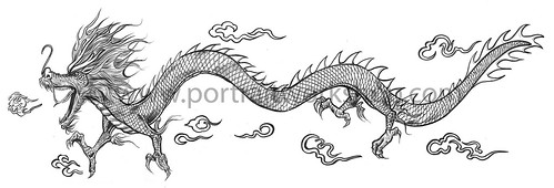 Chinese dragon illustration for Singapore Zoo - black