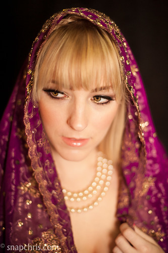 beautiful Blonde model in an indian sari by tibchris