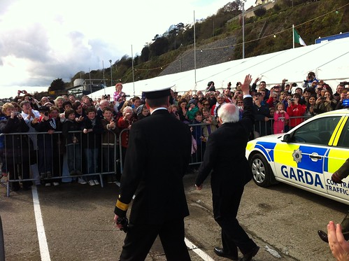 President Higgins waves to the Cobh crowds. by despod