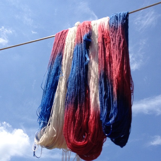 Couldn't have a full day of dying on Independence Day without doing this!  #yarn #knit #knitting #nofilter #fourthofjuly