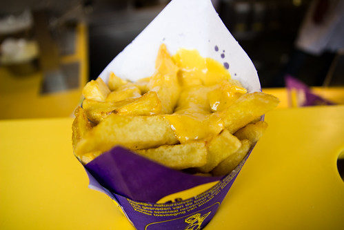 Fries with Pineapple Curry Sauce at Manneken Pis in Amsterdam